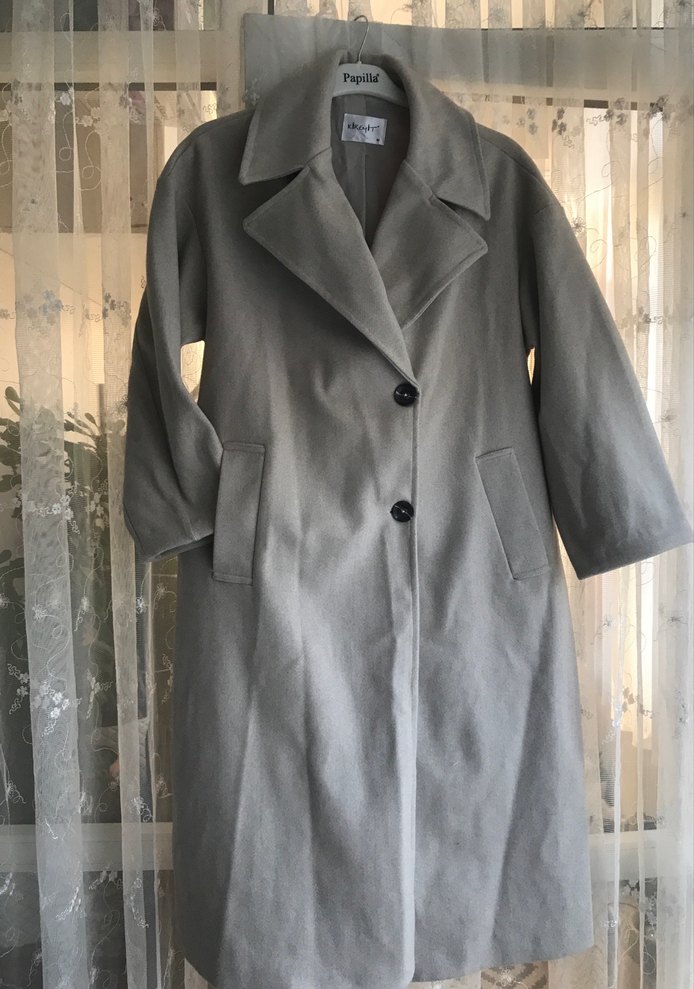 Bej Renkli Düğmeli Kaşe Kaban - Görsel 3