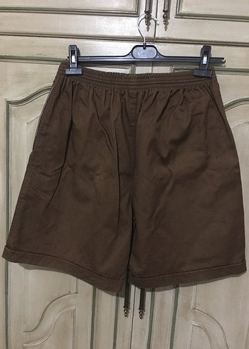 Kahverengi Rahat Kesim Kadın Mini Şort - Görsel 2