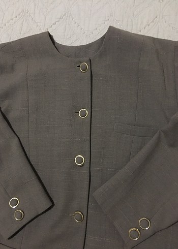 Düğmeli Vizon renk Kadın Ceket - Görsel 4