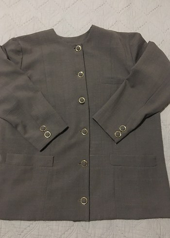 Düğmeli Vizon renk Kadın Ceket - Görsel 3