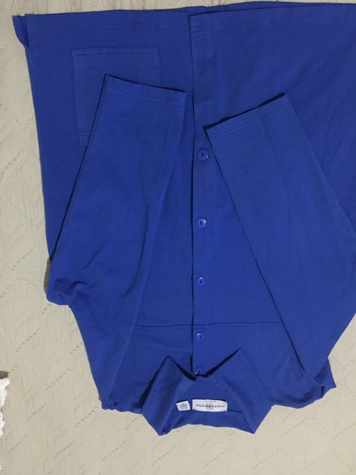 Mavi Düğmeli Kadın Uzun Kollu Gömlek - Görsel 4