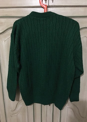 Yeşil Örgü Kadın Yün Kazak - Görsel 2