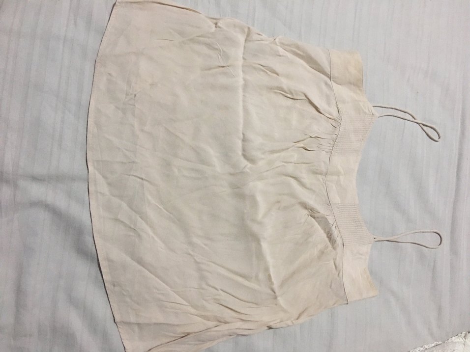 Bej Keten Askılı Salaş Kadın Bluz - Görsel 3