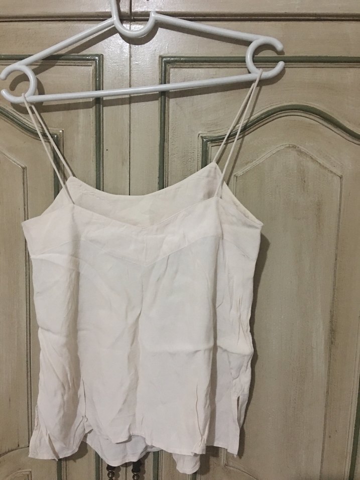 Bej Keten Askılı Salaş Kadın Bluz - Görsel 2