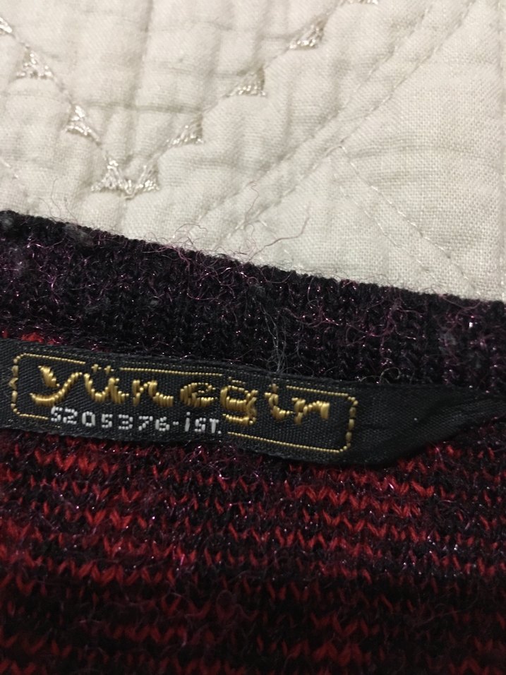 Bordo Bohem V Yaka Örgü Kadın Kazak - Görsel 5