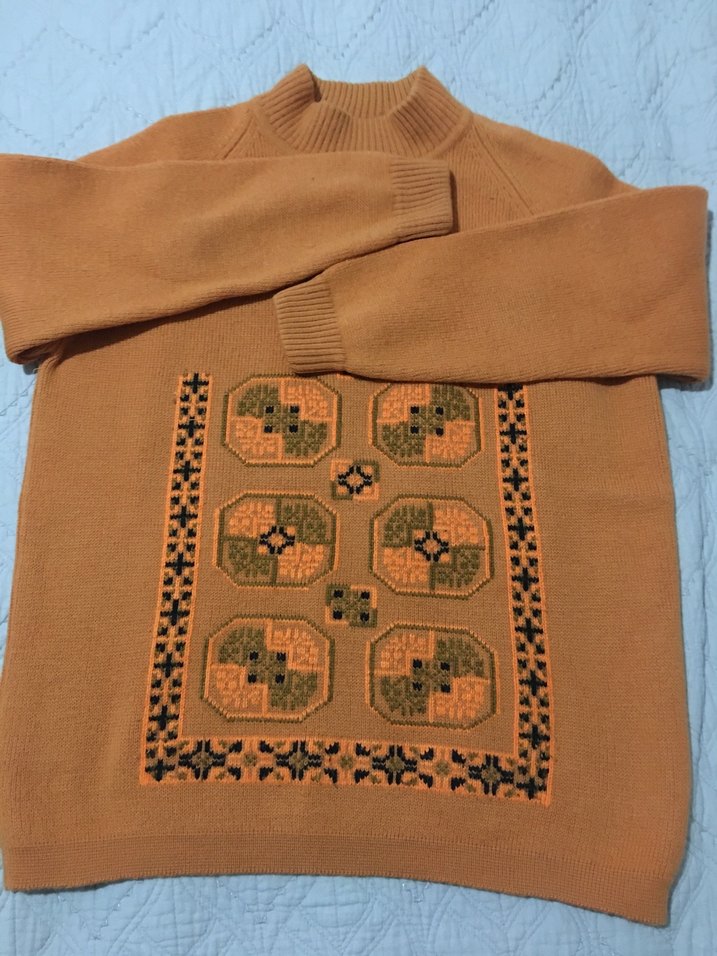 Bohem Nakışlı turuncu Kadın Triko Kazak - Görsel 3