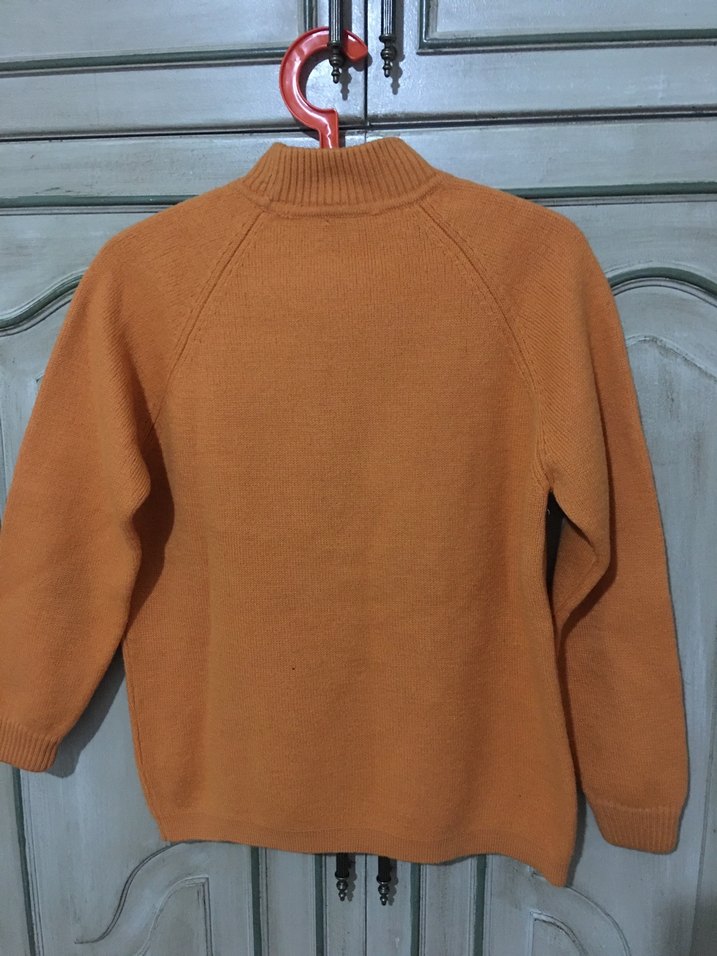 Bohem Nakışlı turuncu Kadın Triko Kazak - Görsel 2