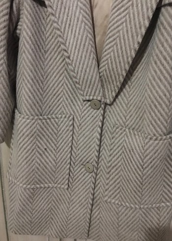 Desenli Yüzde Yüz YünUzun Kışlık Kaban - Görsel 4