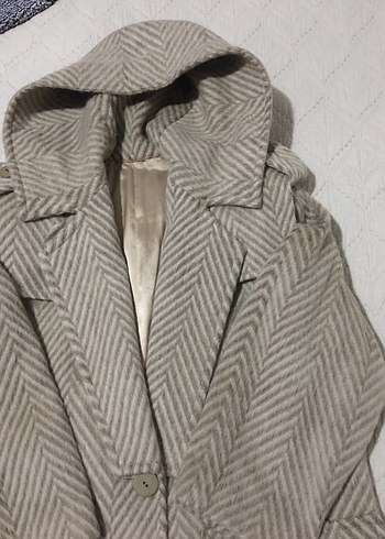 Desenli Yüzde Yüz YünUzun Kışlık Kaban - Görsel 6