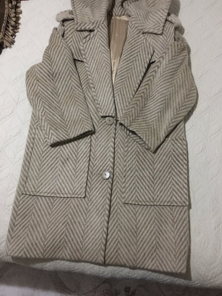 Desenli Yüzde Yüz YünUzun Kışlık Kaban - Görsel 5