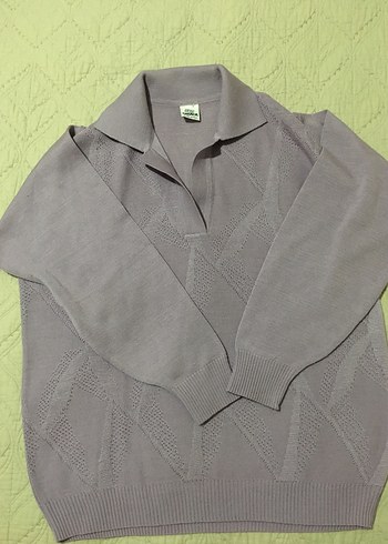 Lika renk V Yaka Örgü Kadın Kazak - Görsel 5