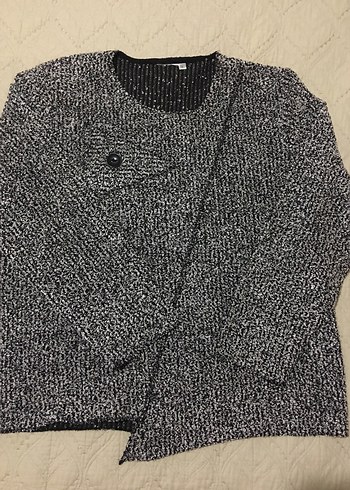 Gri Kalın kumaş bluz Uzun Kollu - Görsel 3