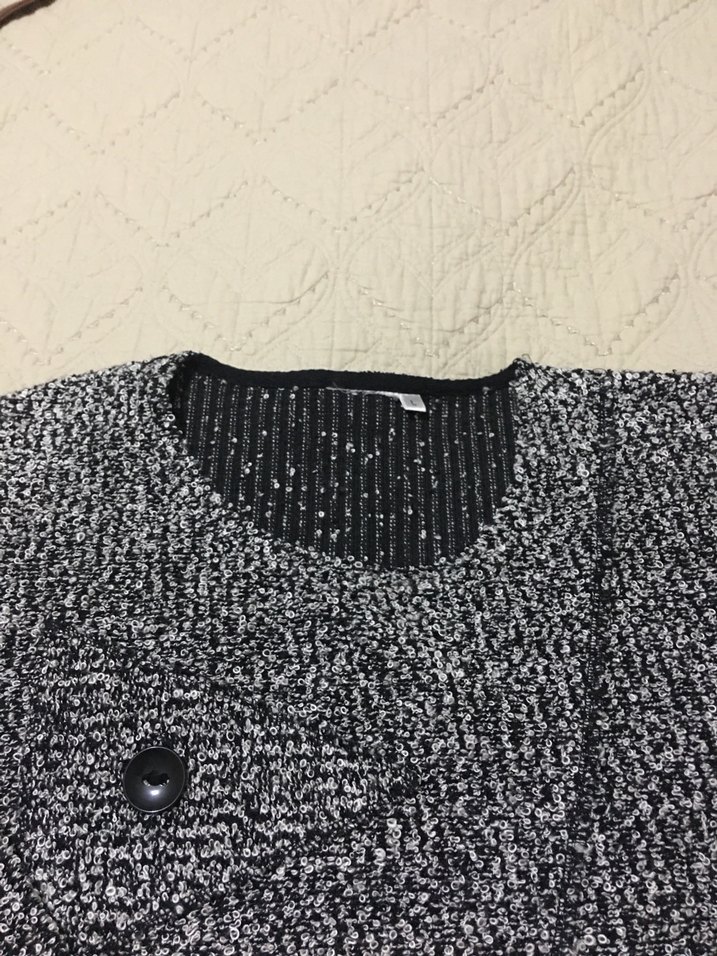 Gri Kalın kumaş bluz Uzun Kollu - Görsel 4