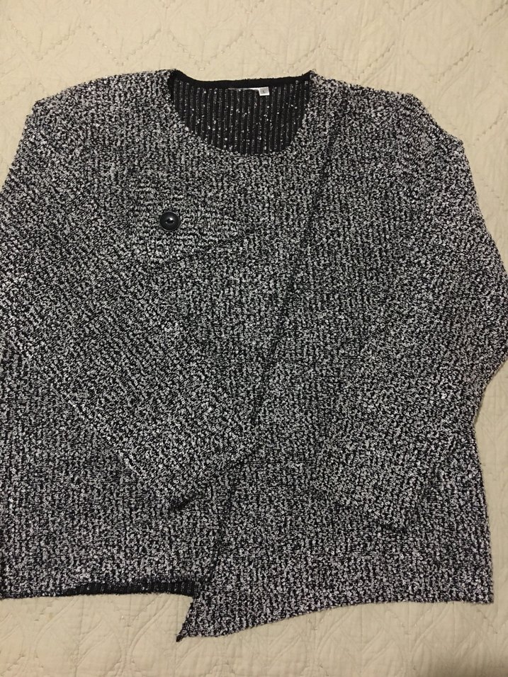 Gri Kalın kumaş bluz Uzun Kollu - Görsel 3