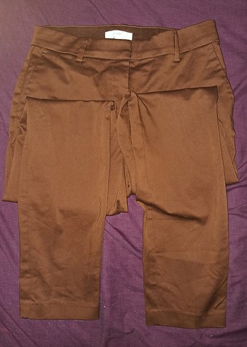 Kahverengi Midi Kumaş Kadın Pantolon