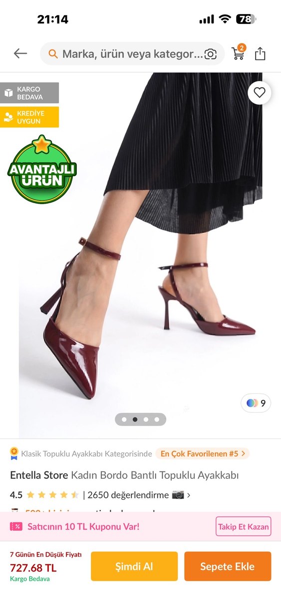 Entella Store Kadın Bordo Bantlı Topuklu Ayakkabı - Görsel 2