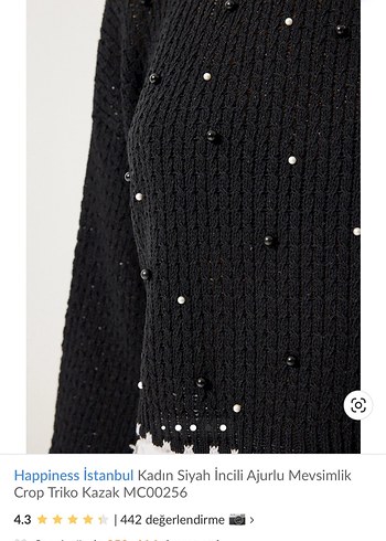 Siyah İnci Detaylı Kısa Triko Kazak - Görsel 6