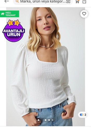 Beyaz V Yaka Uzun Kollu Triko Bluz - Görsel 2