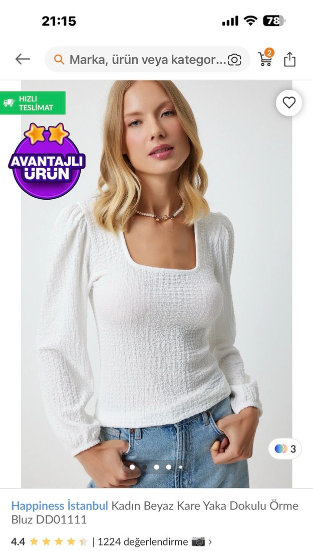 Beyaz V Yaka Uzun Kollu Triko Bluz - Görsel 2