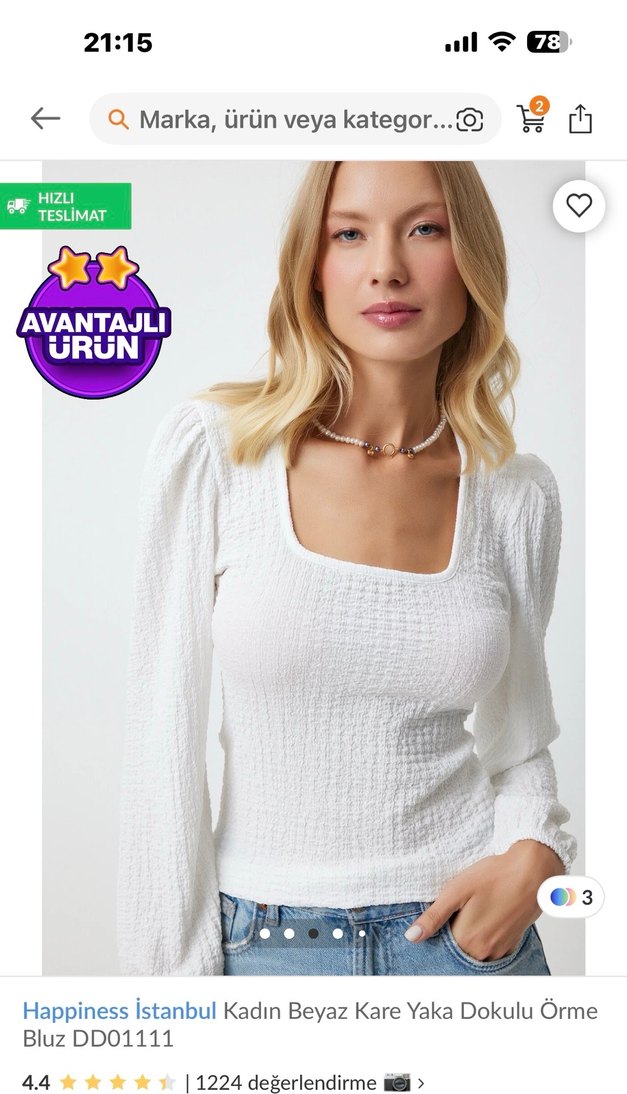 Beyaz V Yaka Uzun Kollu Triko Bluz - Görsel 3