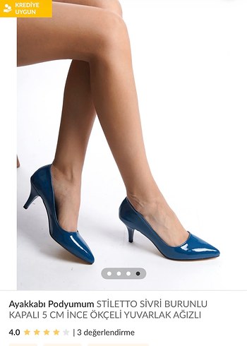 Mavi Stiletto Sivri Burun 5 cm Topuklu Kadın Ayakkabı - Görsel 3