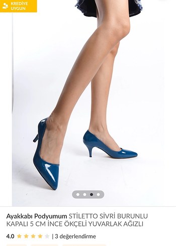 Mavi Stiletto Sivri Burun 5 cm Topuklu Kadın Ayakkabı - Görsel 2