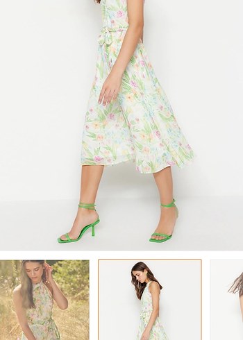 Çiçek Desenli Straplez Uzun Bohem Elbise - Görsel 4