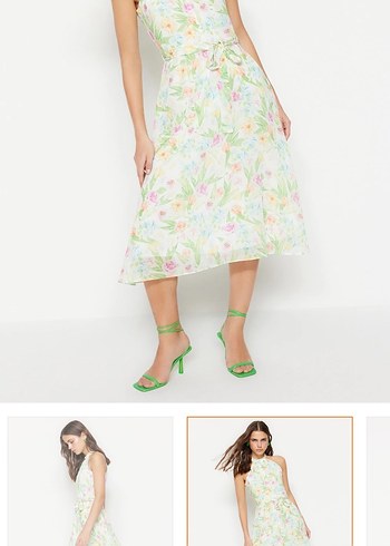 Çiçek Desenli Straplez Uzun Bohem Elbise - Görsel 8