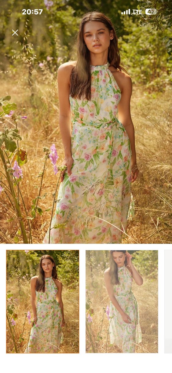 Çiçek Desenli Straplez Uzun Bohem Elbise - Görsel 2