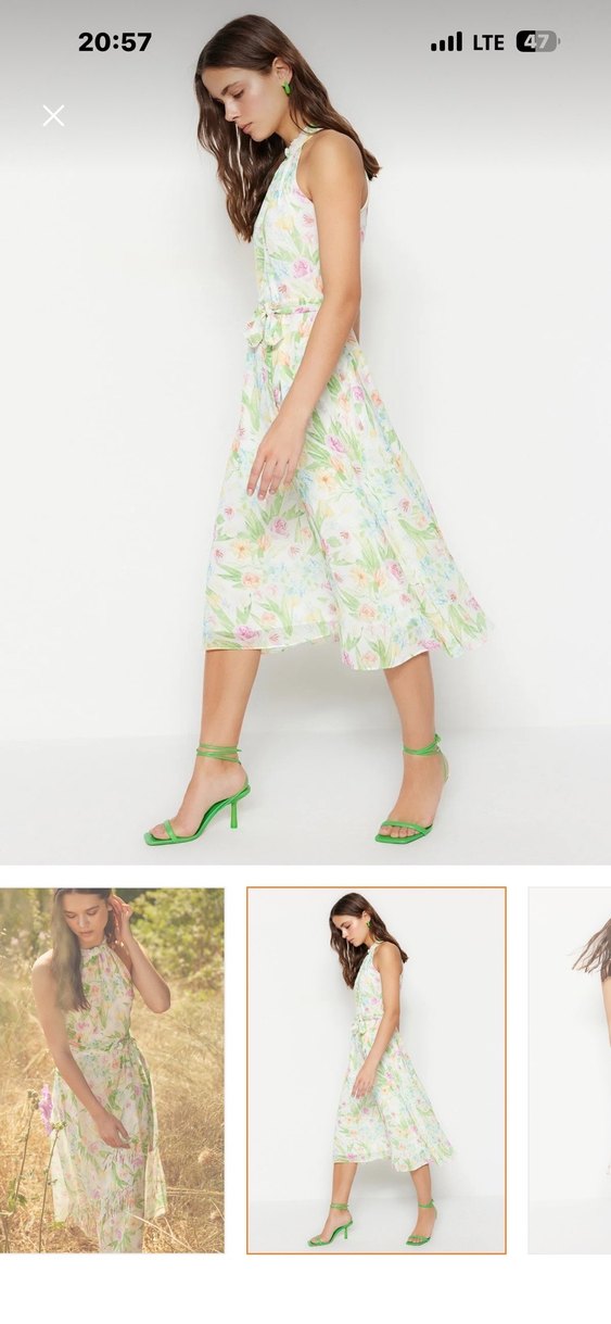 Çiçek Desenli Straplez Uzun Bohem Elbise - Görsel 4