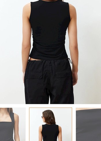 Siyah V Yaka Mini  Bluz - Görsel 5