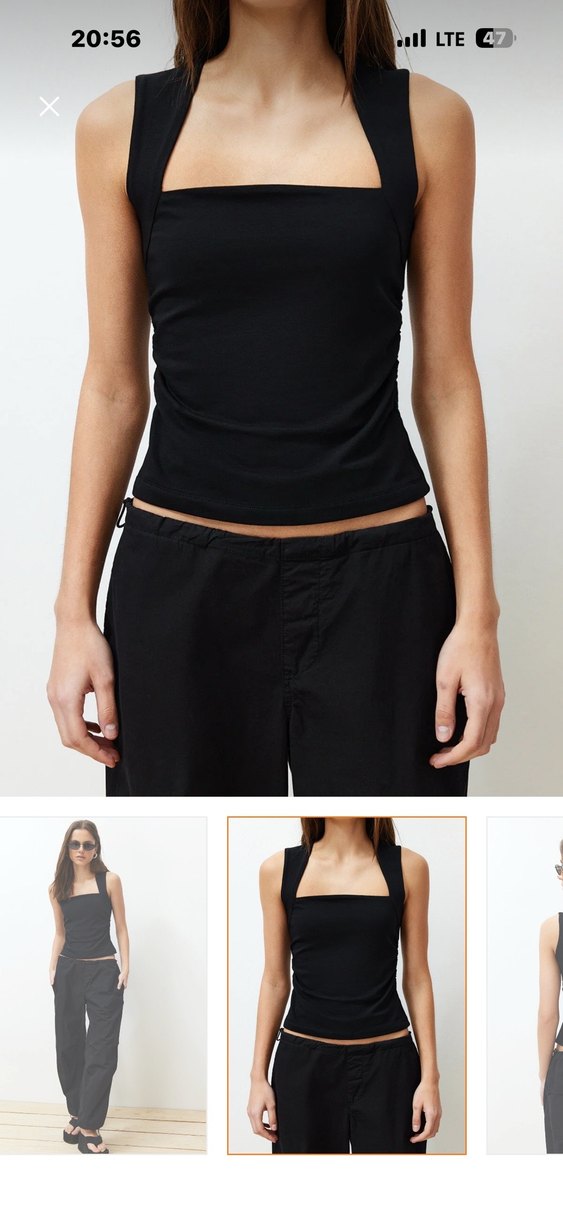 Siyah V Yaka Mini  Bluz - Görsel 4