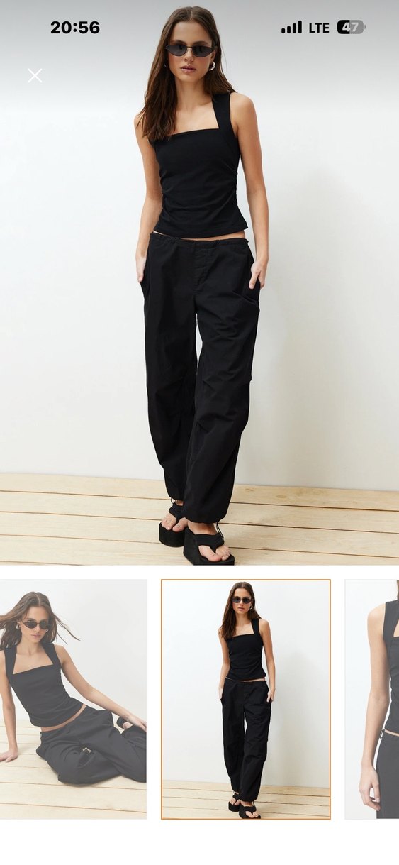 Siyah V Yaka Mini  Bluz - Görsel 3