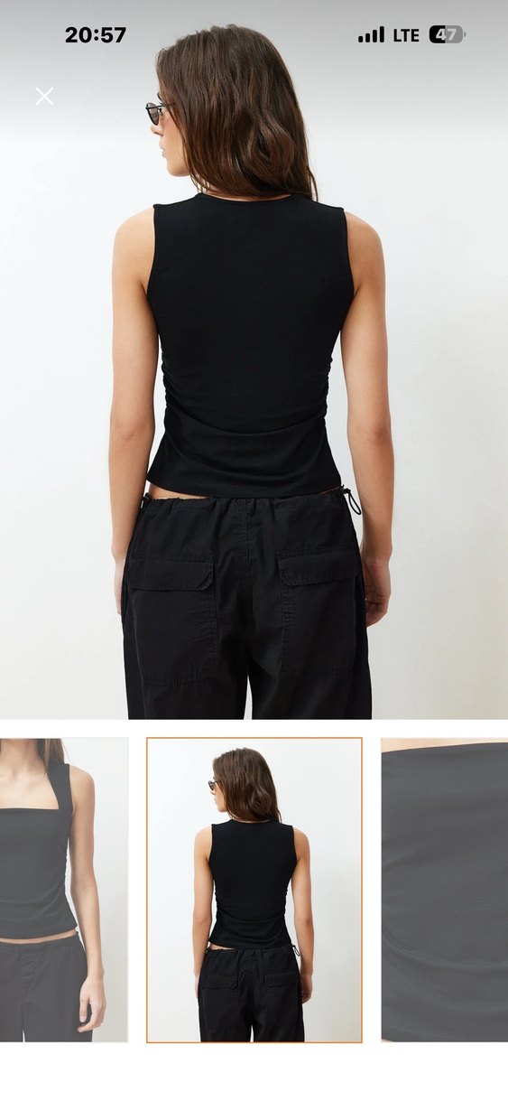 Siyah V Yaka Mini  Bluz - Görsel 5