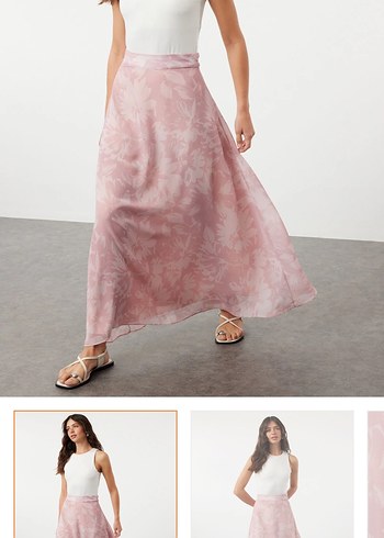 Pembe Midi Bohem Salaş Etek - Görsel 2