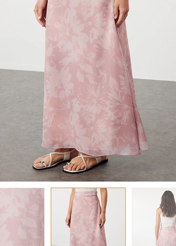 Pembe Midi Bohem Salaş Etek - Görsel 5