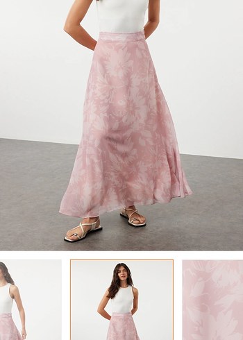 Pembe Midi Bohem Salaş Etek - Görsel 3