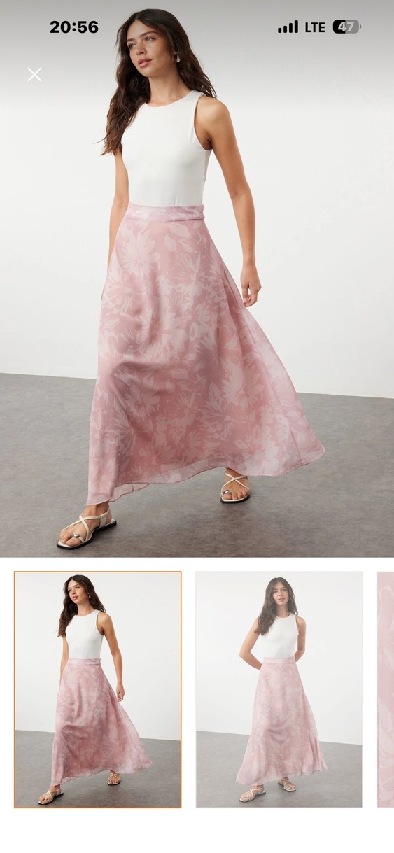 Pembe Midi Bohem Salaş Etek - Görsel 2