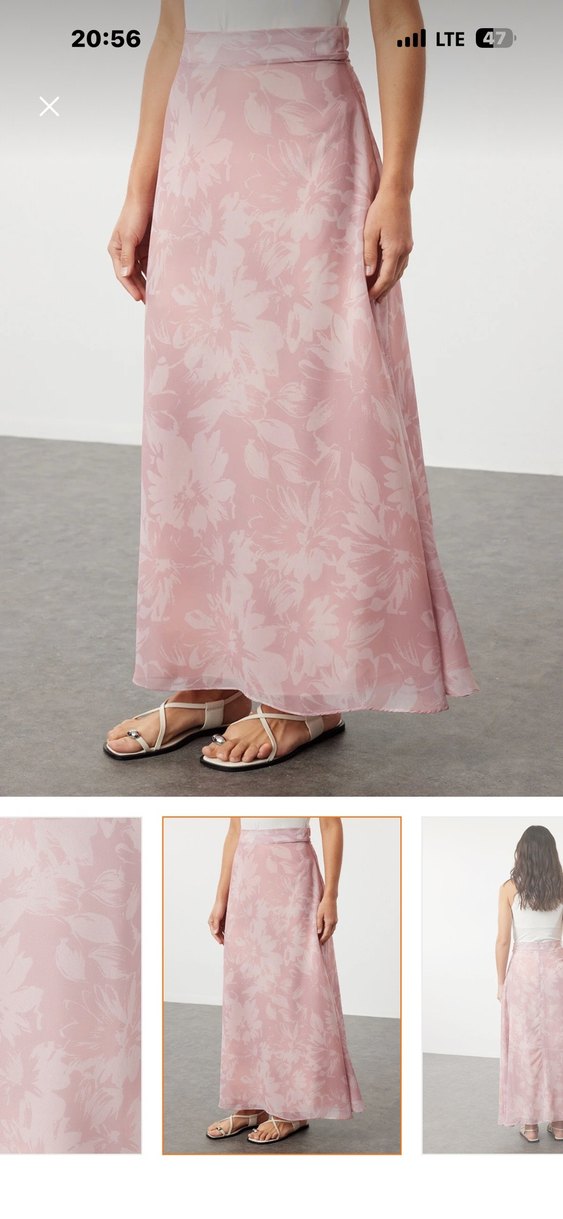 Pembe Midi Bohem Salaş Etek - Görsel 5