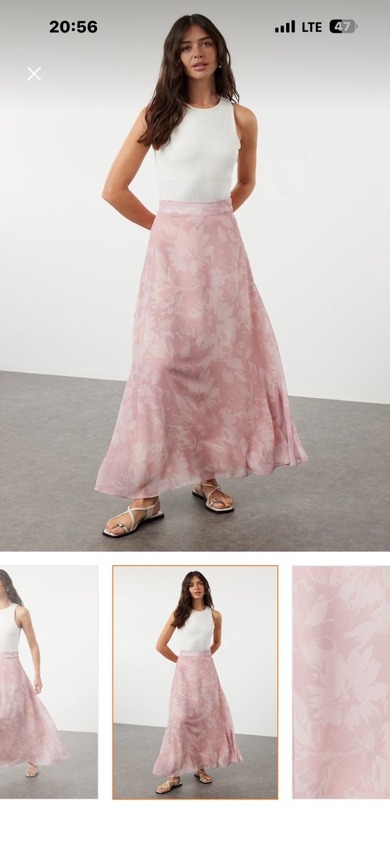 Pembe Midi Bohem Salaş Etek - Görsel 3