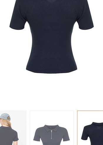 Kadın Lacivert V Yaka Kısa Kollu Bluz - Görsel 8