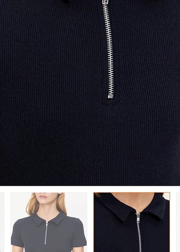 Kadın Lacivert V Yaka Kısa Kollu Bluz - Görsel 5