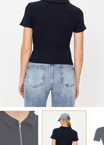 Kadın Lacivert V Yaka Kısa Kollu Bluz - Görsel 6