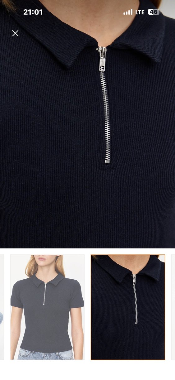 Kadın Lacivert V Yaka Kısa Kollu Bluz - Görsel 5