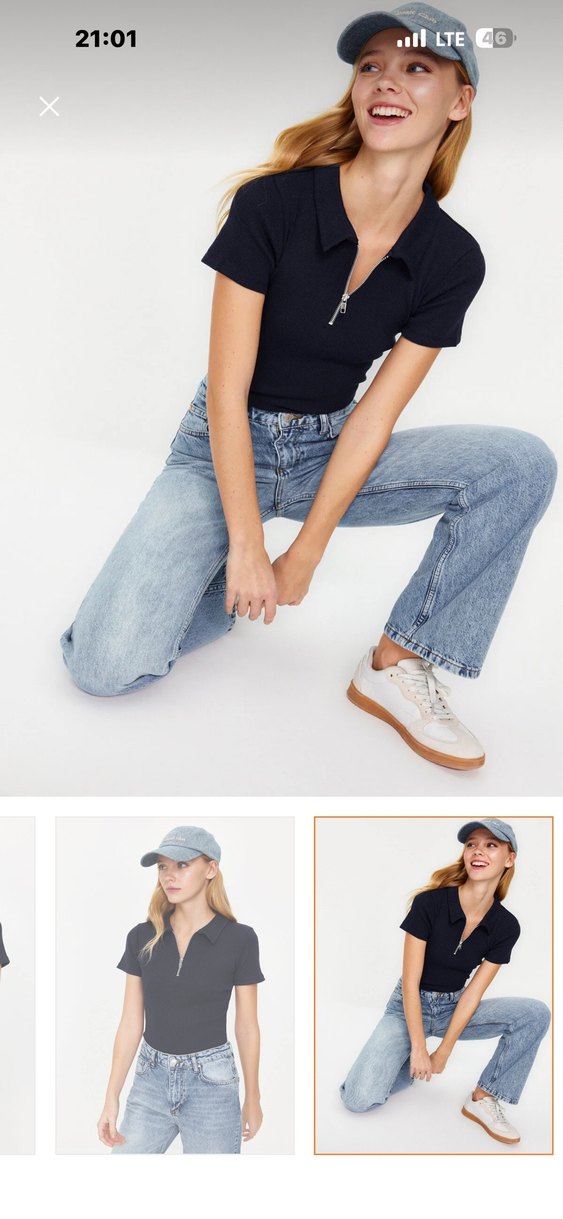 Kadın Lacivert V Yaka Kısa Kollu Bluz - Görsel 3