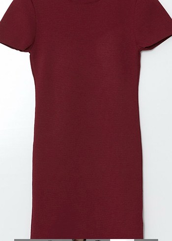 XSIDE Bordo Yarım Balıkçı Yaka Kadın Triko Elbise - Görsel 4