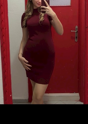 XSIDE Bordo Yarım Balıkçı Yaka Kadın Triko Elbise - Görsel 5