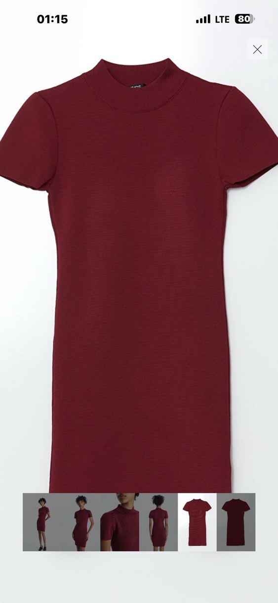 XSIDE Bordo Yarım Balıkçı Yaka Kadın Triko Elbise - Görsel 4