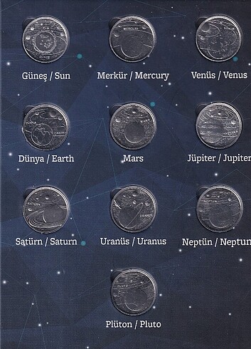  Güneş Sistemi Gezegenler Hatıra Seti