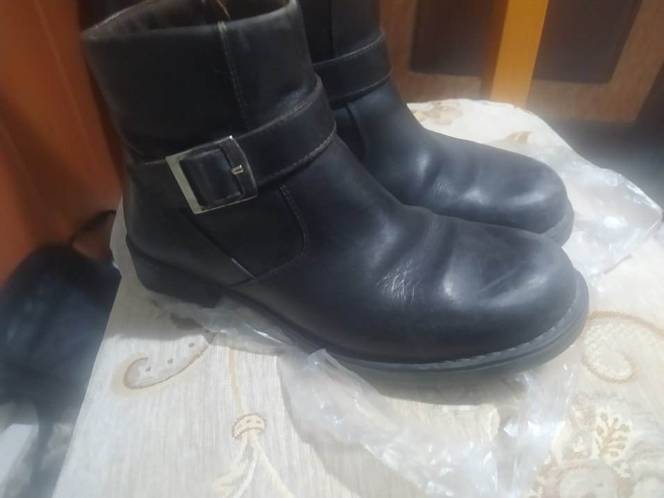 Siyah Deri Tokalı Biker Kadın Bot - Görsel 4